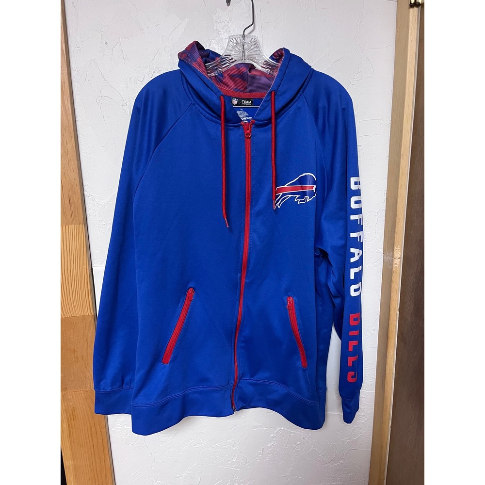 Buffalo Bills NFL Team Apparel Full Zip Hooded Jacket Men's XL Blue Red